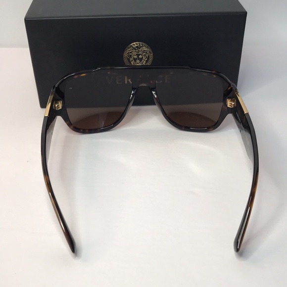 New Authentic- VERSACE Dark Brown Pilot Men's Sunglasses - Picture 7 of 13